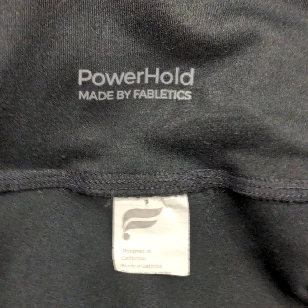 PowerHold by Fabletics black leggings 3 pockets mesh side panels high rise crop - Picture 4 of 6